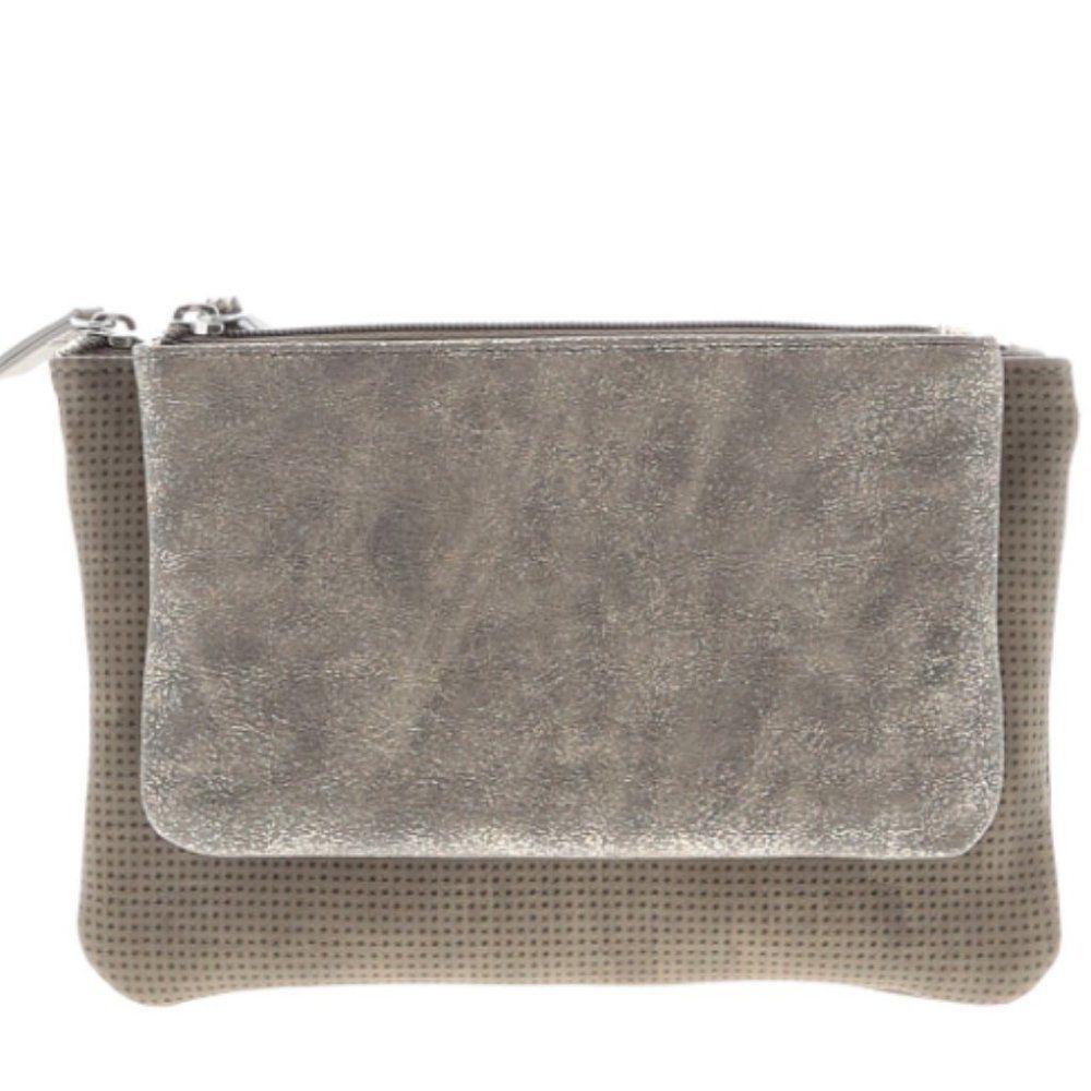 Stella & Dot Metallic Gray Clutch